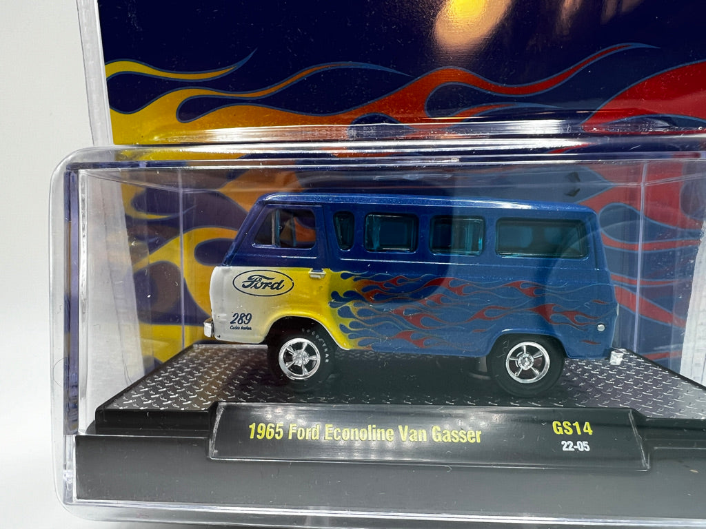 M2 1965 Ford Econoline Van Gasser Bleu Métallisé avec Flammes Édition Limitée