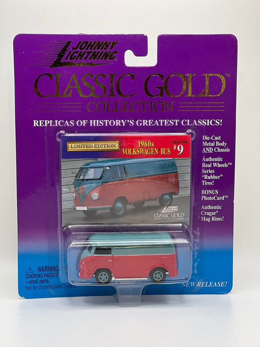 Johnny Lightning Classic Gold - Autobús Volkswagen de los años 60 (rojo/gris) Edición limitada