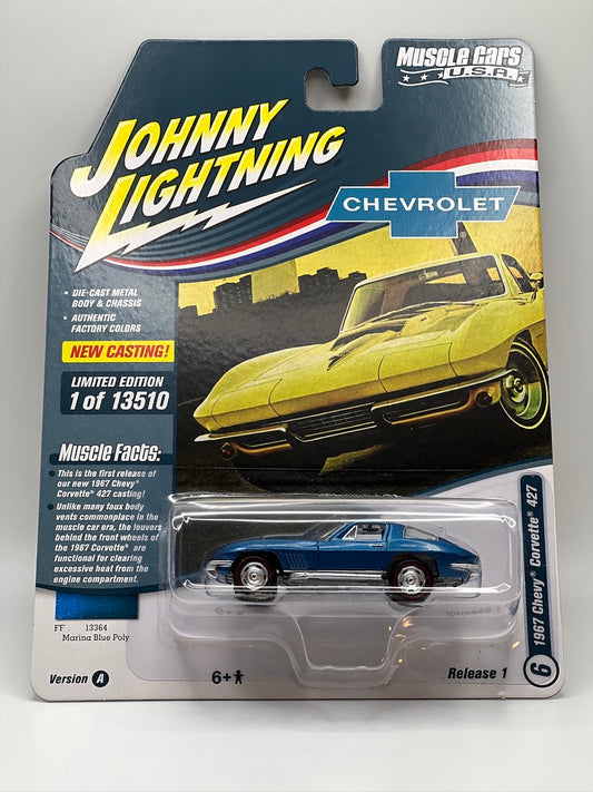 Johnny Lightning Muscle Cars USA - Chevy Corvette 427 de 1967 (azul marino) - Versión 2022 1A