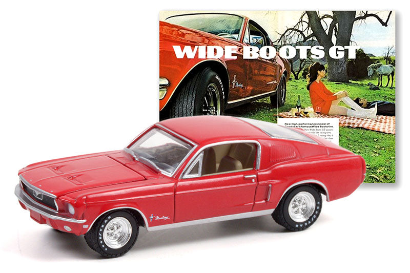 Greenlight Hobby Shop Exclusive - Vintage Ad Series - 1968 Ford Mustang - Wide Boots "Wide Boots GT"