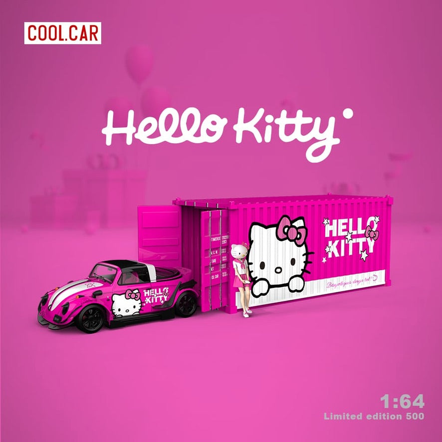 Cool Car Volkswagen Beetle - Hello Kitty Livery (Dark pink with container & figure)