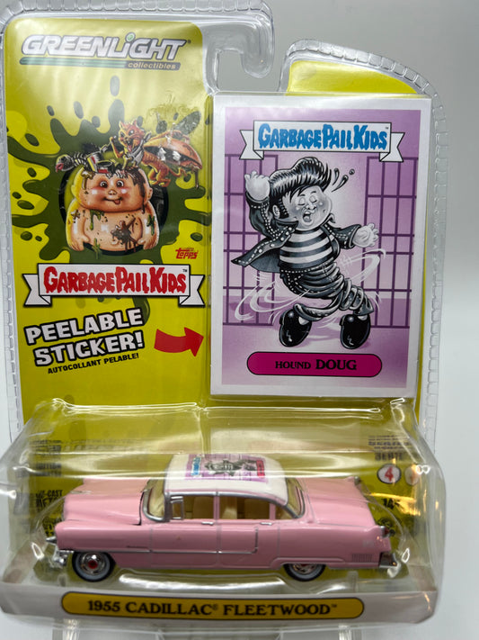 Greenlight Garbage Pail Kids- Hound Doug -1955 Cadillac Fleetwood in pink