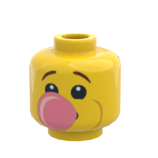 B3 Customs® Minifig Head: Boy Blowing Bubble Gum (Classic Yellow)