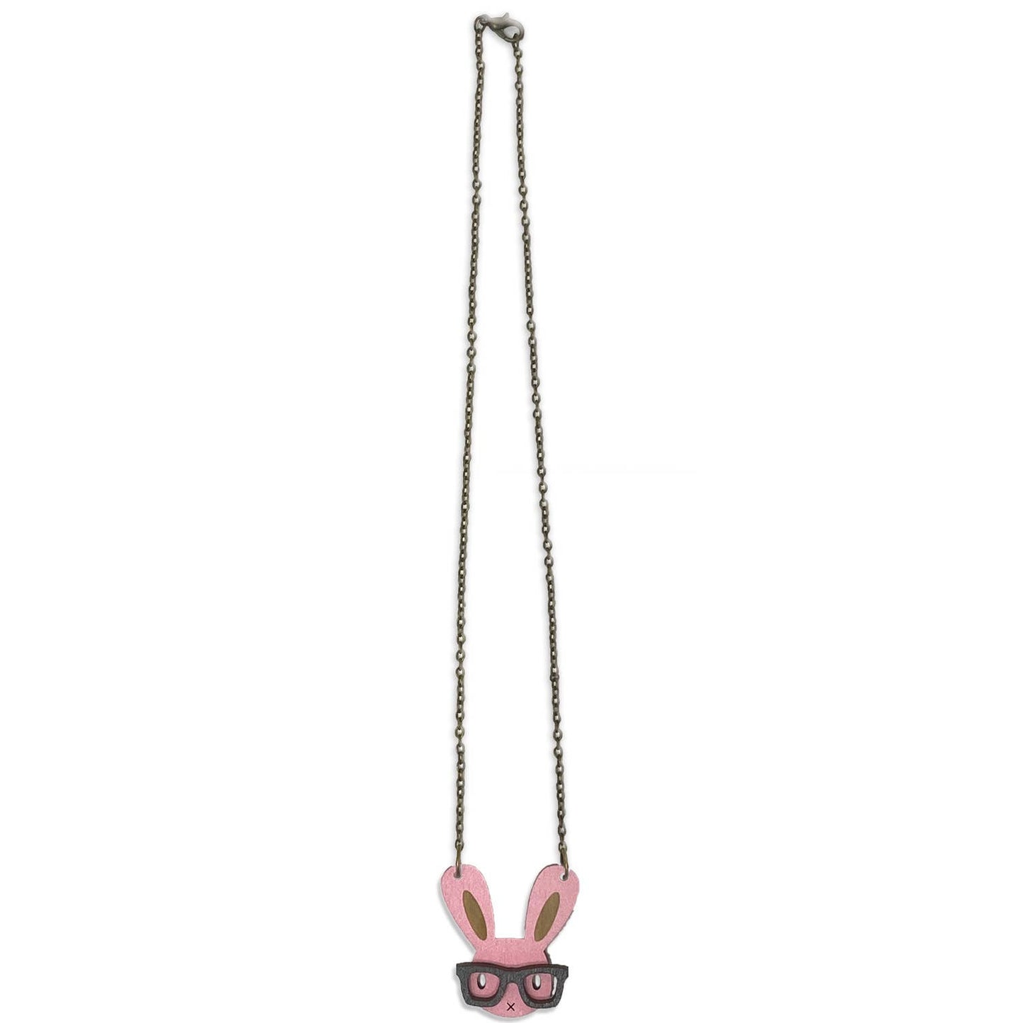 Nerd Bunny Necklace - Soft Pink