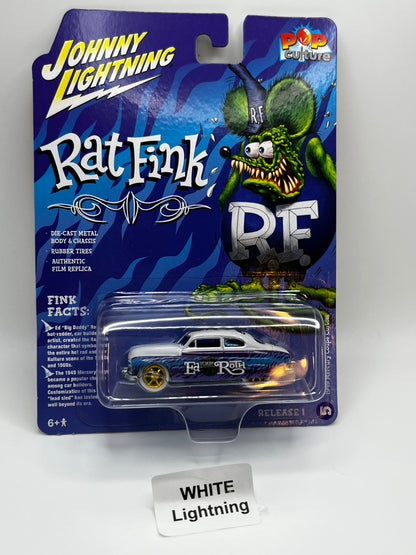 Johnny Lightning Rat Fink 1949 Mercury Coupe Custom RELÁMPAGO BLANCO