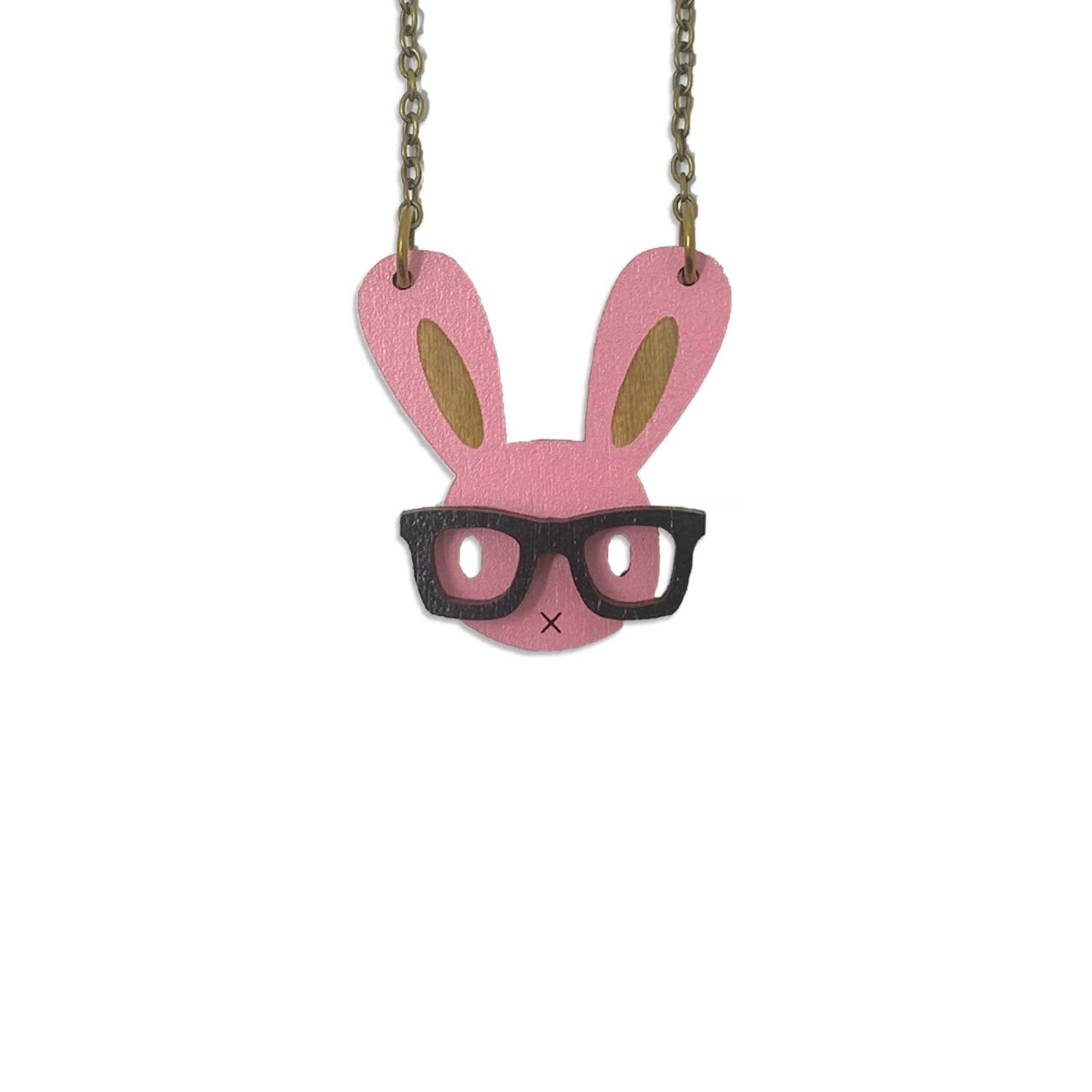 Nerd Bunny Necklace - Soft Pink