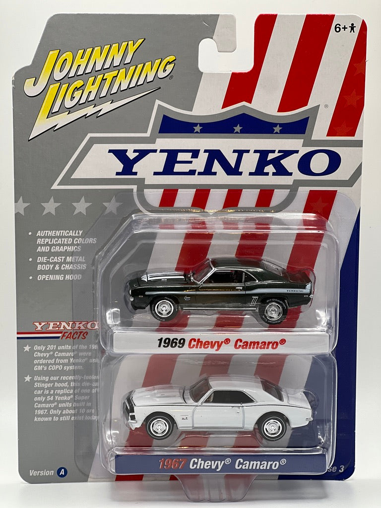 Paquete doble Johnny Lightning YENKO: Chevy Camaro 1969 y Chevy Camaro 1967