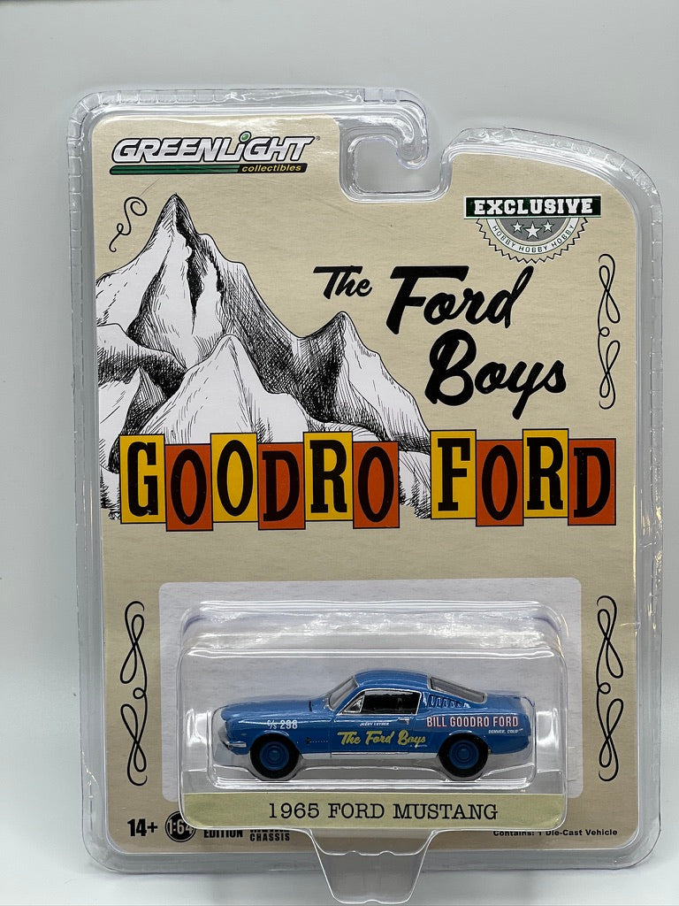 Greenlight  Hobby Shop Excl - The Ford Boys - 1965 Ford Mustang Fastback (Blue)