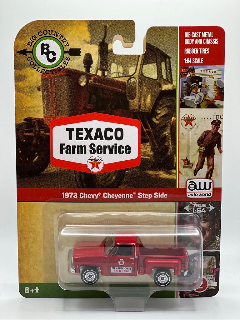 Auto World Big Country Collectibles 2/6 1973 Chevy Cheyenne Step Side (Texaco Farm Service)