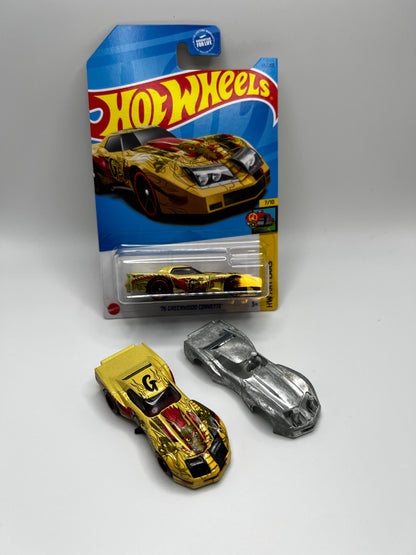 Hot Wheels HW Art Cars '76 Greenwood Corvette with Factory Unspun & RAW casting