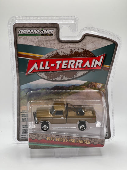 Greenlight All-Terrain Series 16 -1979 Ford F250 Ranger Lifted w/Rollbar Mounted Spare Tire (Gold Metallic)