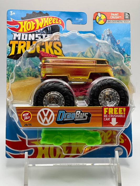 Hot Wheels Monster Trucks - Paint Crush - Drag Bus (Orange)