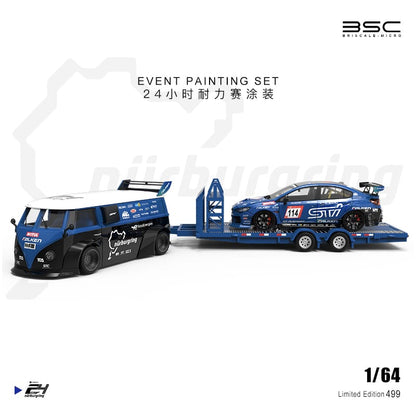 BSC - VW T1 Modified, Subaru WRX Sti, and trailer set (Nurburgring blue EVENT Paint-No figure)