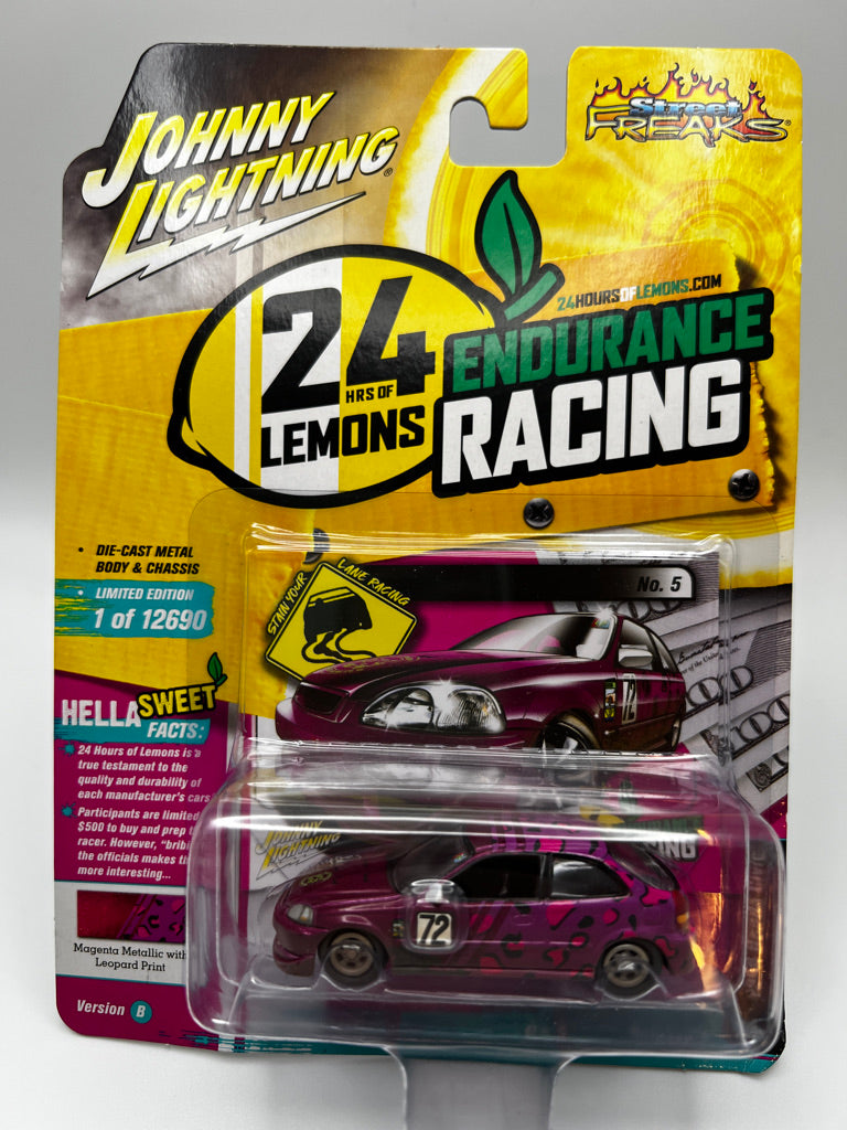 Johnny Lightning Street Freaks "Endurance Racing" 1998 Honda Civic #72 (versión de carrera)