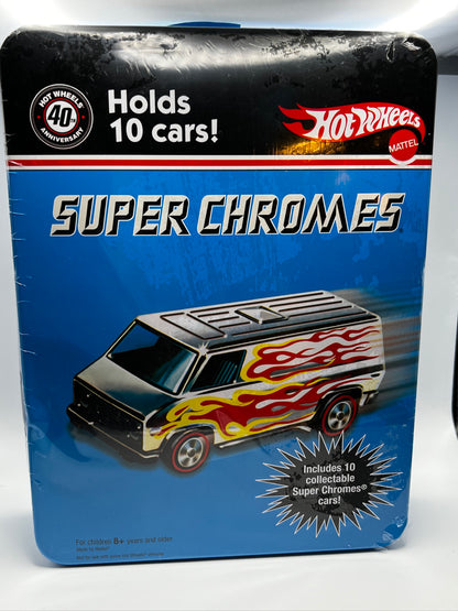 Hot Wheels Super Chromes Collectable Tin w/10 cars