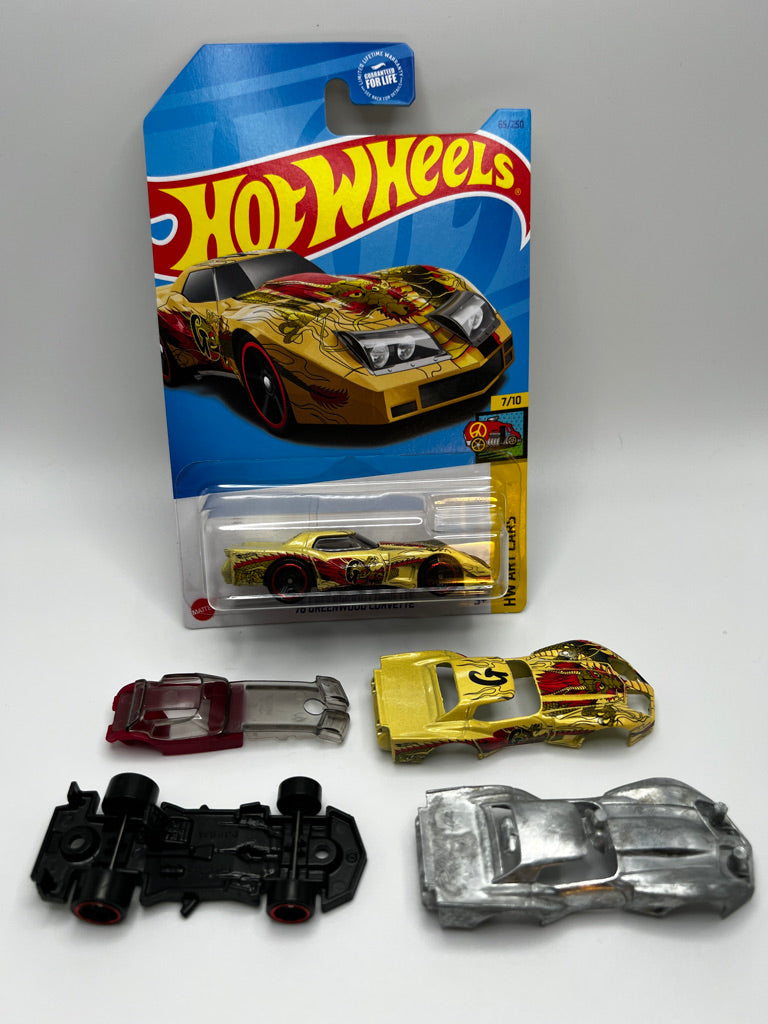 Hot Wheels HW Art Cars '76 Greenwood Corvette with Factory Unspun & RAW casting