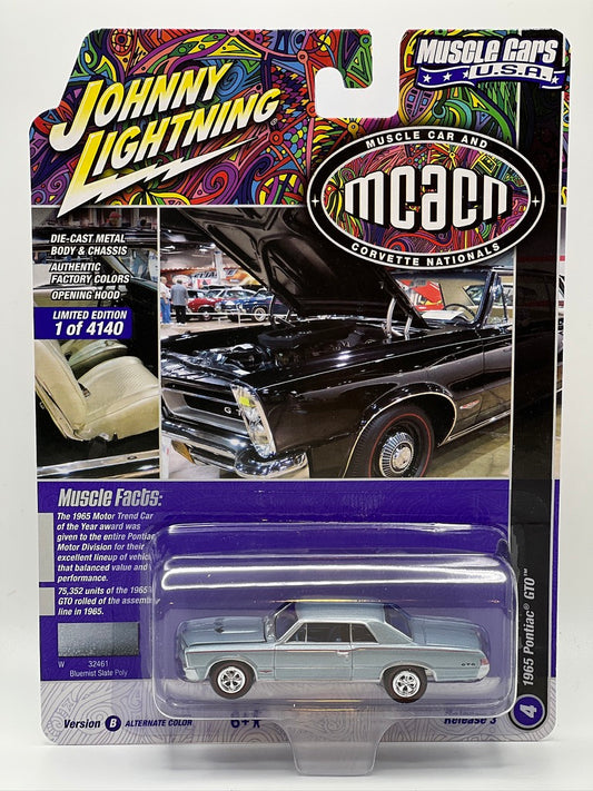 Johnny Lightning Muscle Cars EE. UU. - MCACN #4/6 - 1965 Pontiac GTO (Bluemist State Poly)