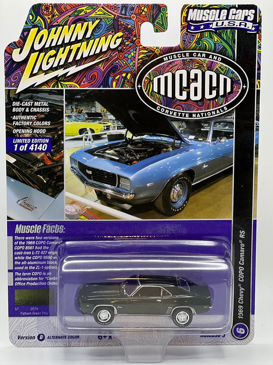 Johnny Lightning Muscle Cars USA - MCACN #6/6 - 1969 Chevy COPO Camaro RS (Fathom Green)