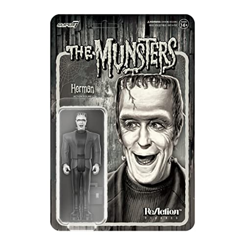 Super7 Munsters Herman Munster (escala de grises) - Figura de reacción a escala de 3,75 pulgadas 