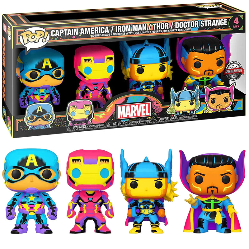 Funko Pop! Captain America/Iron Man/Thor/Doctor Strange Blacklight Special Edition 4-Pack