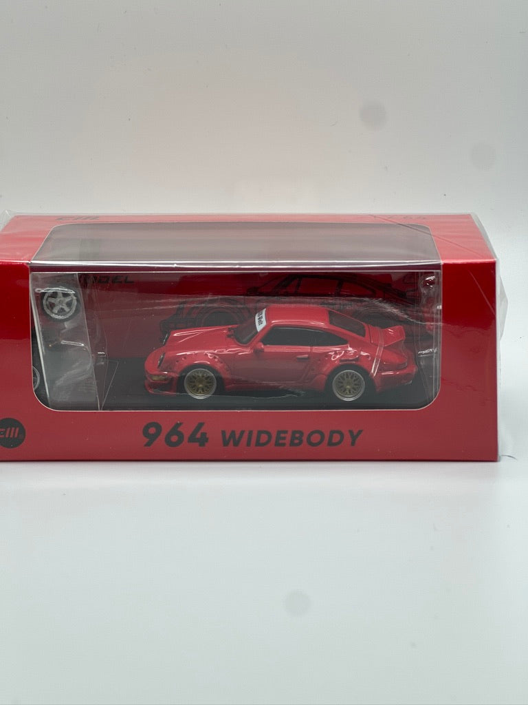 Modèle CM - RWB Porsche 964 Widebody avec roues et spoiler supplémentaires (Rouge)