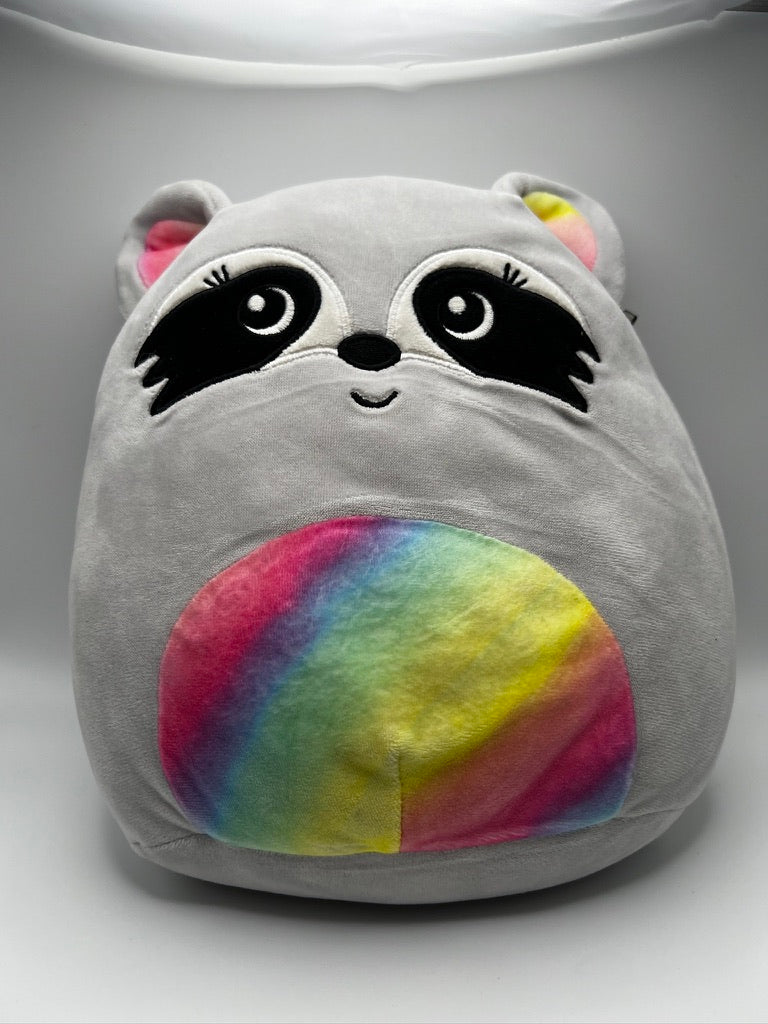 Peluche relleno Squishmallow Max The Rainbow Racoon de 8"