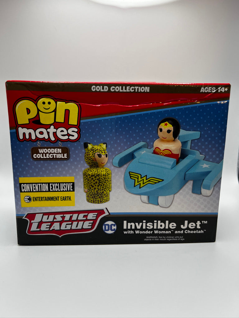 Juego de Wonder Woman Invisible Jet con WW y Cheetah Pin Mates - Convención excl.