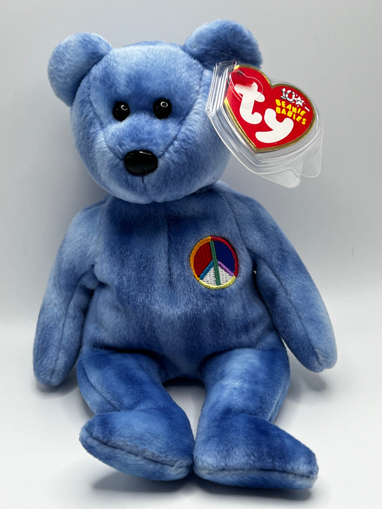 Ty Beanie Baby Peace Bear (Blue)