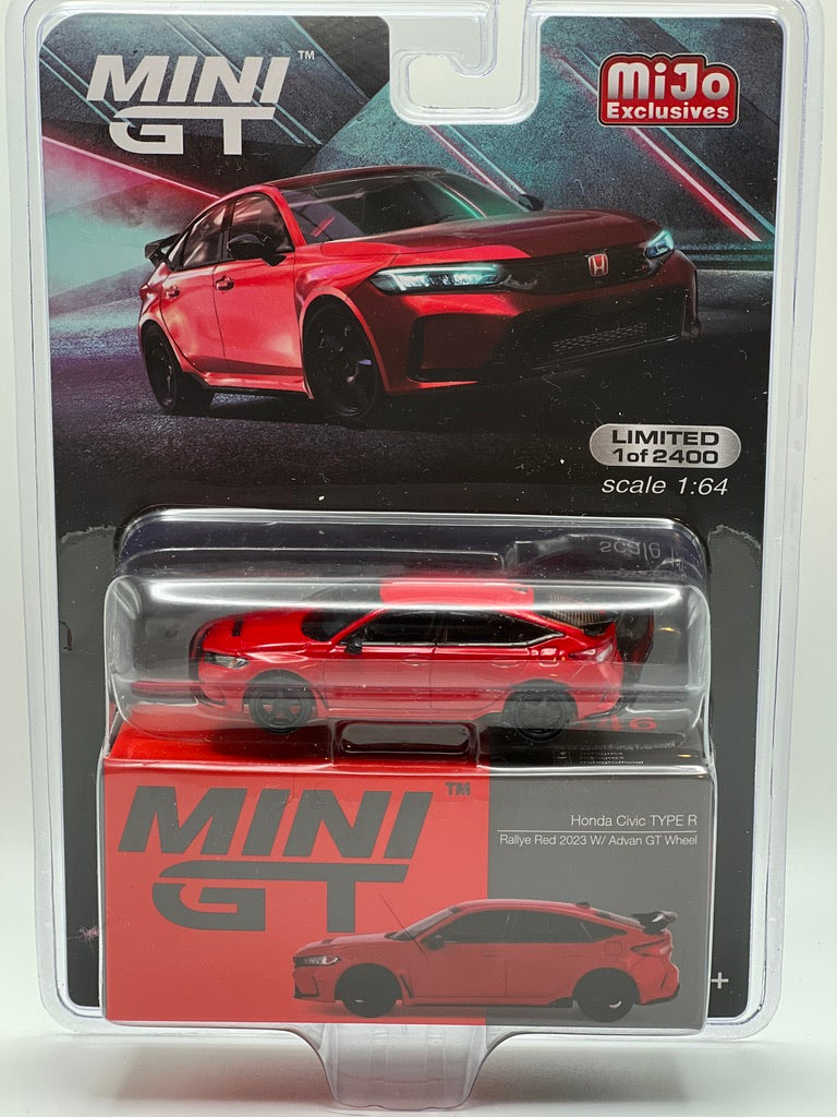 Mini GT Honda Civic Type R Rallye Red 2023 with Advan GT Wheel