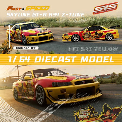 Fast Speed Skyline GTR R34 ZTune (NFS SRS Yellow/Red Livery)