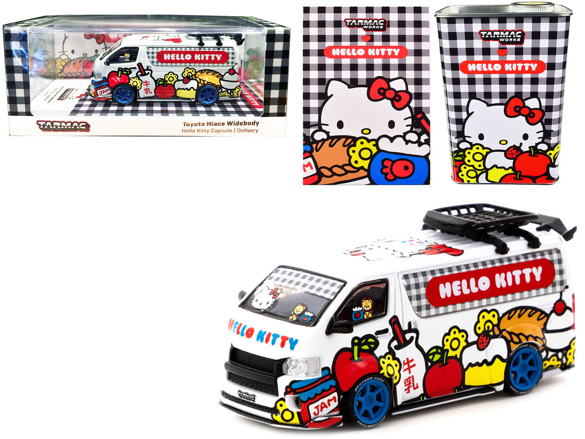 Tarmac (Oil Can) Toyota Hiace Widebody Van "Hello Kitty Capsule Delivery" with METAL OIL CAN