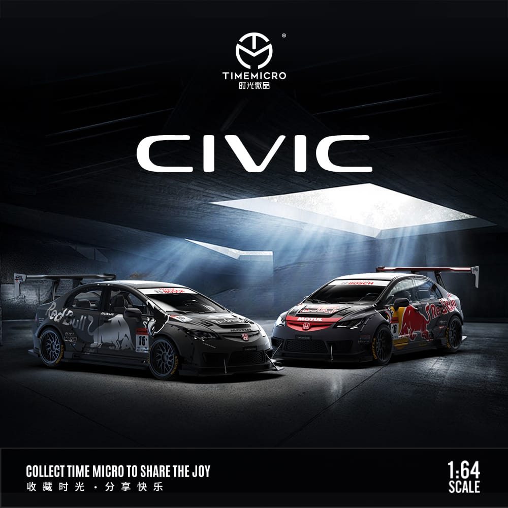 TimeMicro Honda Civic Modified (Red Bull Livery Silver-No Figure)