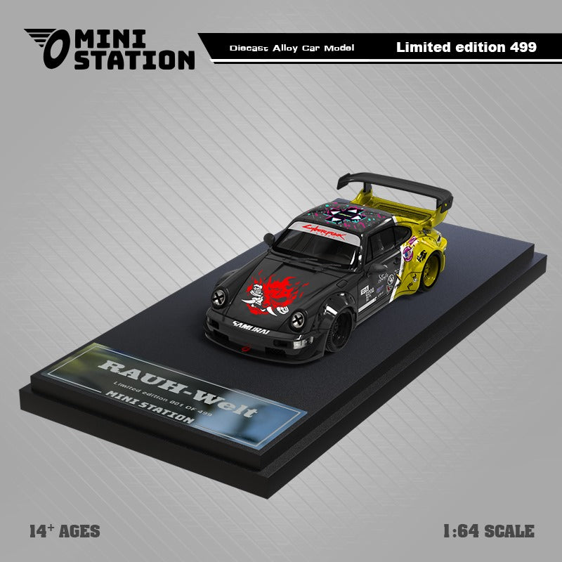 Mini Station RWB 964 SAMURAI Cyberpunk 2077 Livery (Black & Yellow-No Figure)