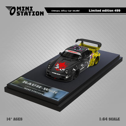 Mini Station RWB 964 SAMURAI Cyberpunk 2077 Livery (Black & Yellow-No Figure)