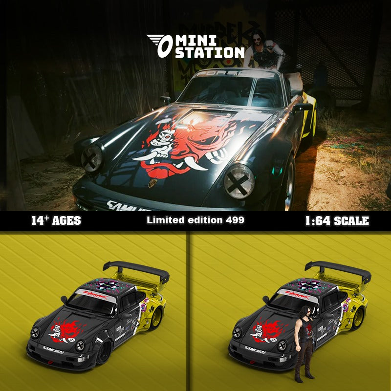 Mini Station RWB 964 SAMURAI Cyberpunk 2077 Livery (Black & Yellow-No Figure)