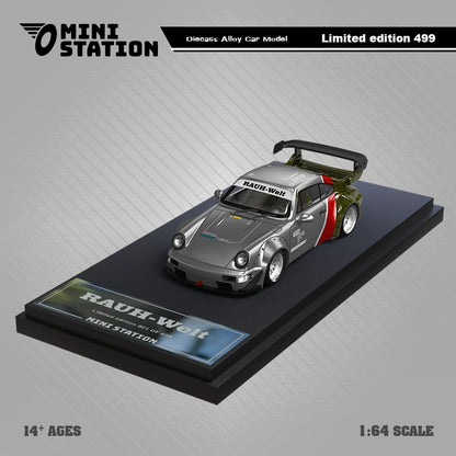 Mini Station RWB 964 SAMURAI Cyberpunk 2077 Livery (Silver & Green-No Figure)