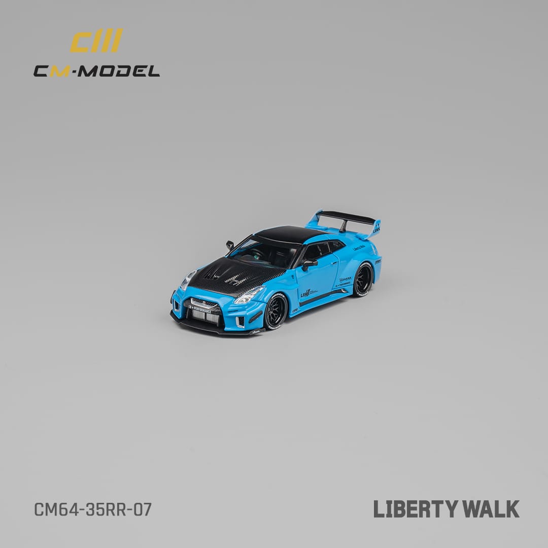 CM Model Nissan LBWK GT-R R35, Super Silhouette 35GT-RR 3.0 (Blue w/Carbon fiber hood)