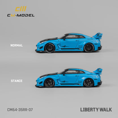 CM Model Nissan LBWK GT-R R35, Super Silhouette 35GT-RR 3.0 (Blue w/Carbon fiber hood)