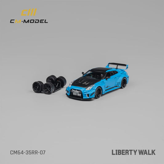 CM Model Nissan LBWK GT-R R35, Super Silhouette 35GT-RR 3.0 (Blue w/Carbon fiber hood)