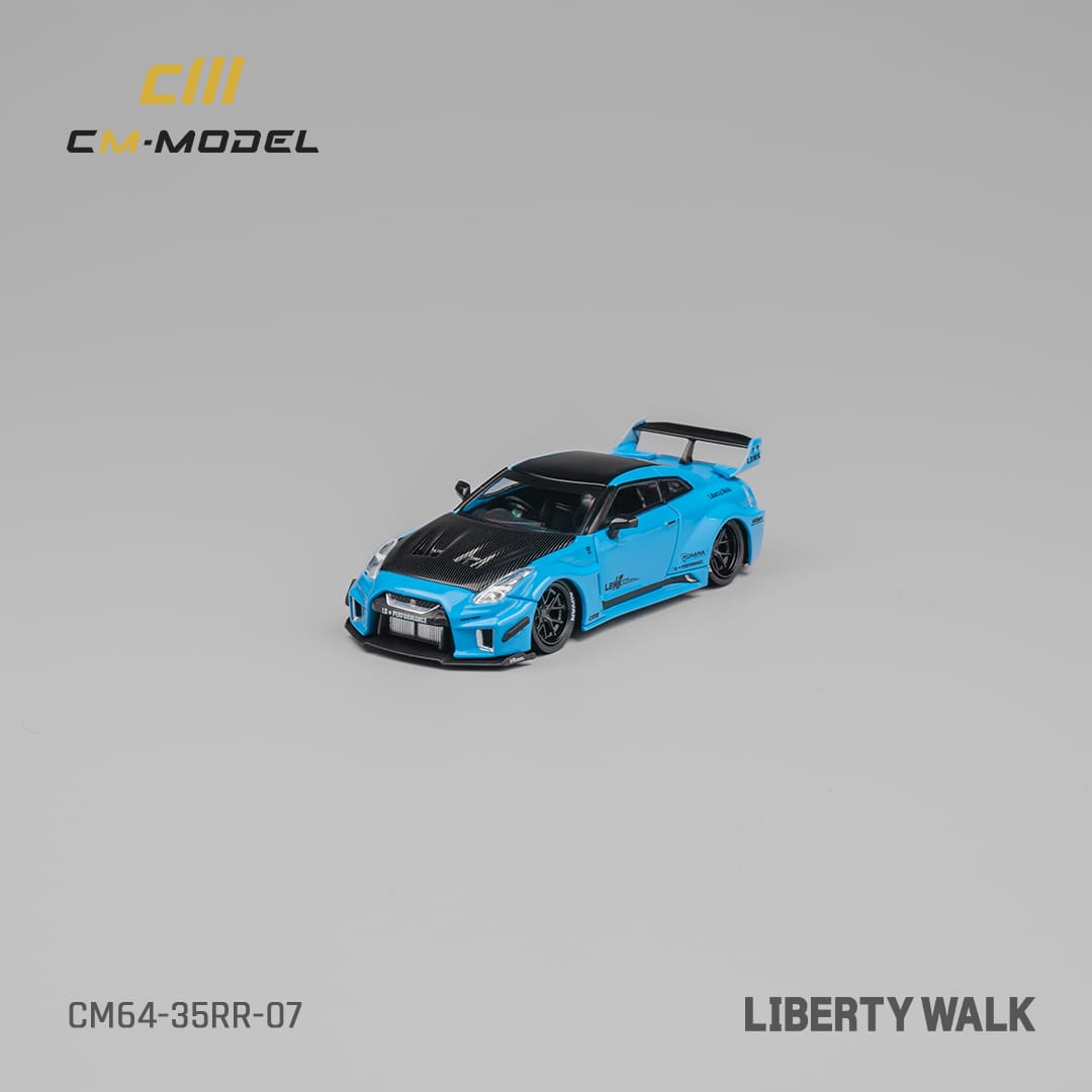 CM Model Nissan LBWK GT-R R35, Super Silhouette 35GT-RR 3.0 (Blue w/Carbon fiber hood)