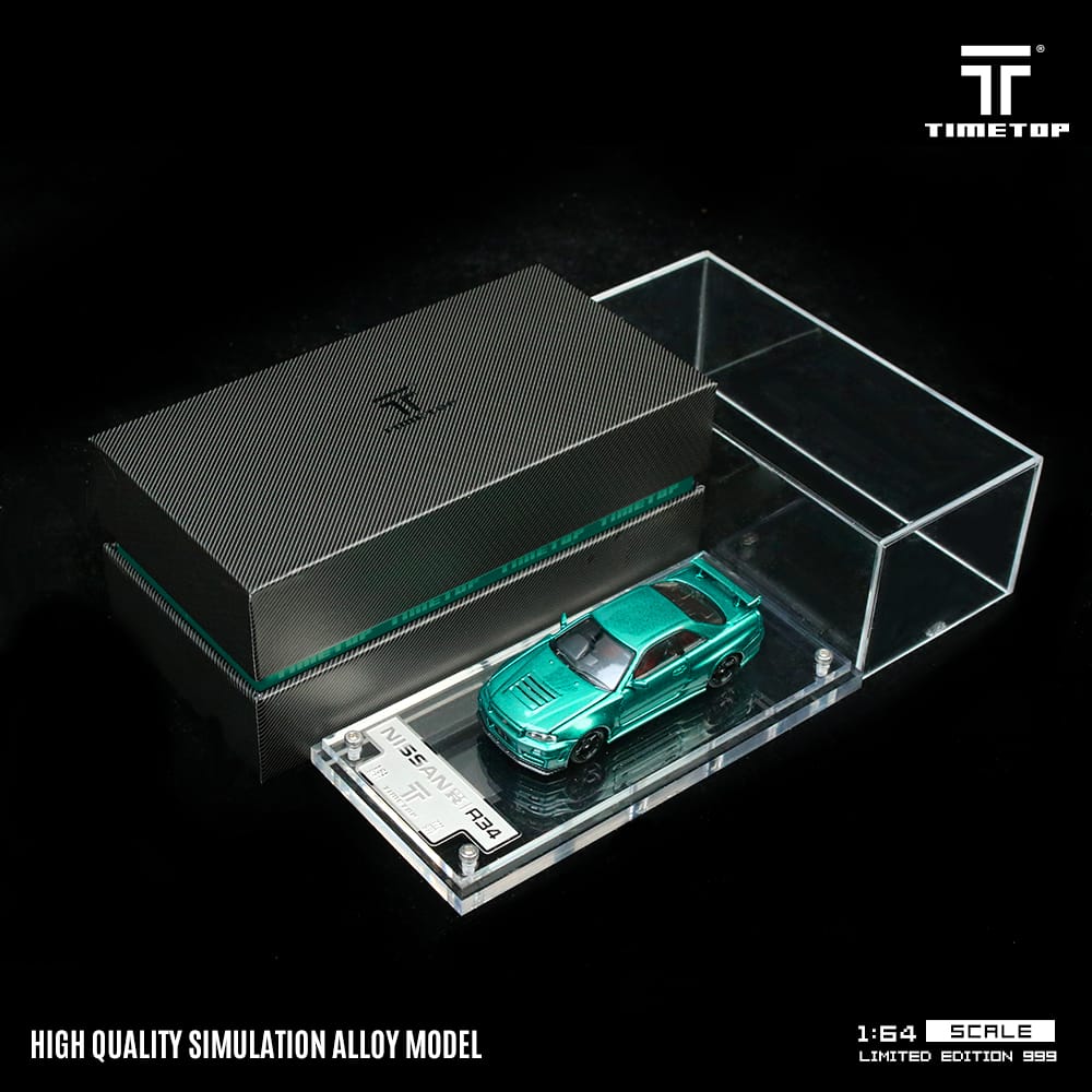 TimeTop Diecast - Nissan GTR34  (Metallic Green with Gift Box Edition)