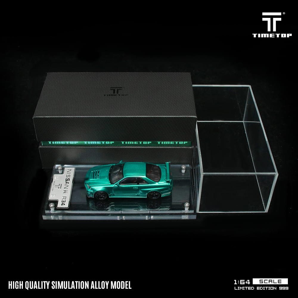 TimeTop Diecast - Nissan GTR34  (Metallic Green with Gift Box Edition)