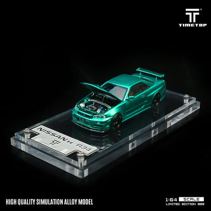 TimeTop Diecast - Nissan GTR34  (Metallic Green with Gift Box Edition)