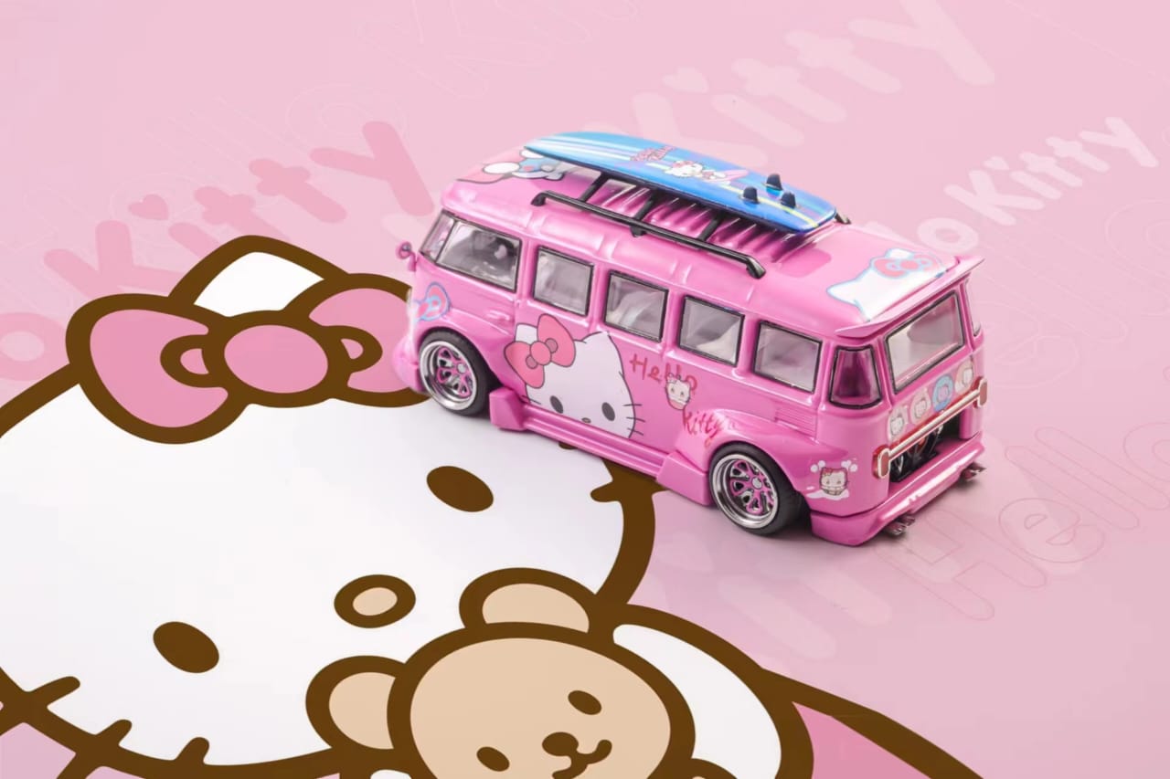 Liberty64 Volkswagen T1 Panel Widebody modified  with Surfboard (Pink Hello Kitty Livery)