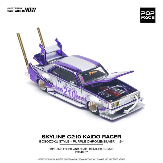 Pop Race Nissan Skyline C210 Kaido Racer Bosozoku Style (Purple Chrome/Silver)