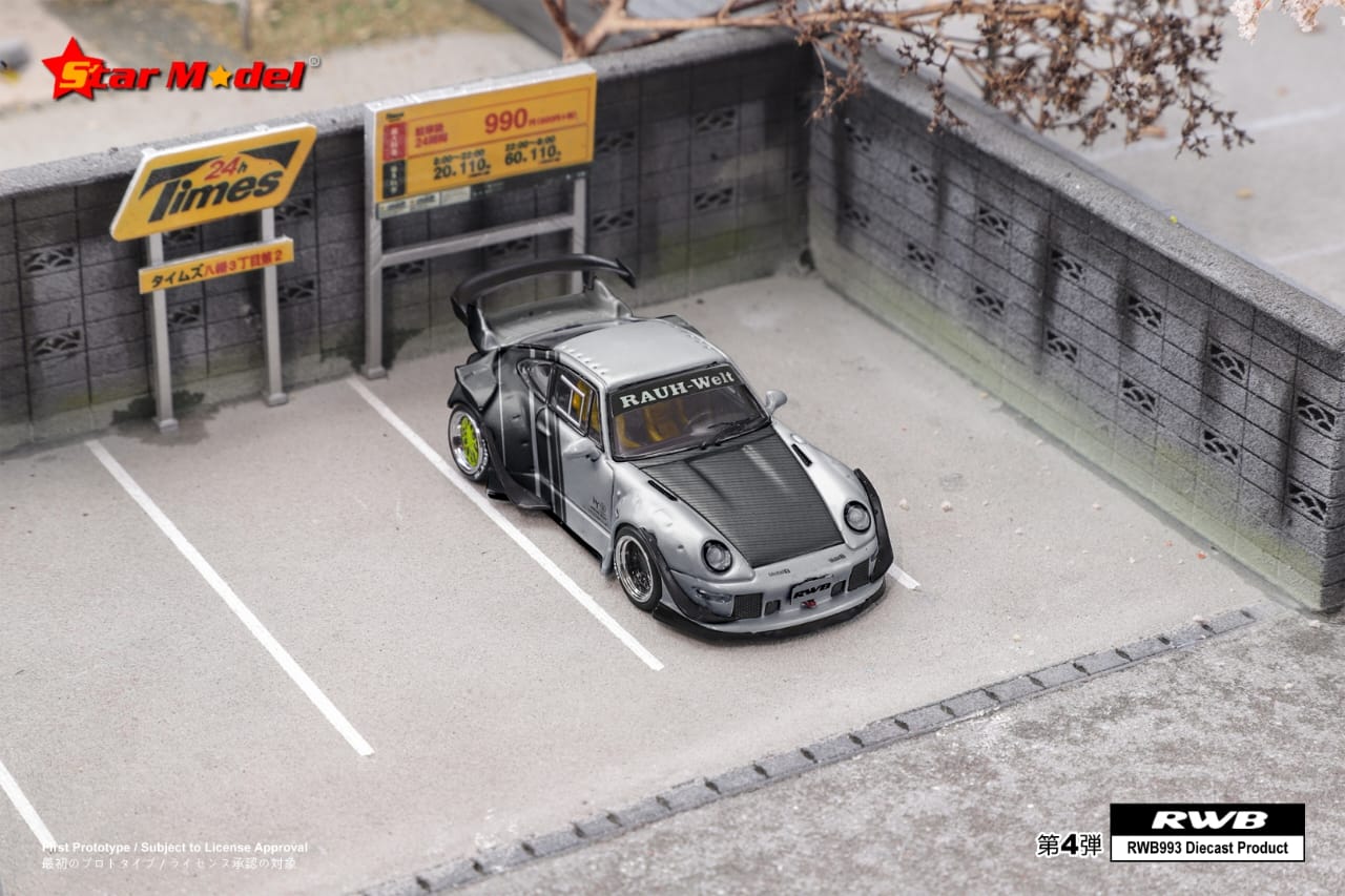 Star Model Rauh-Welt Porsche RWB 993 GT (Cyperpunk Silver-With Figure) Rear Wing version