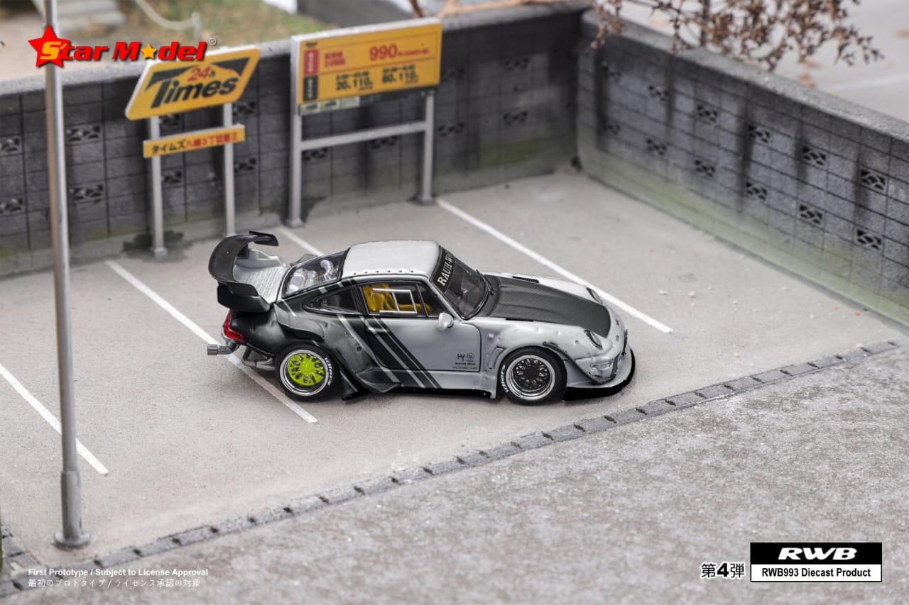 Star Model Rauh-Welt Porsche RWB 993 GT (Cyperpunk Silver-With Figure) Rear Wing version