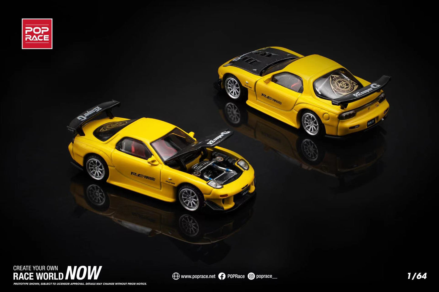 Pop Race Mazda RX-7 (FD3S) Re-Amemiya Widebody (Yellow)