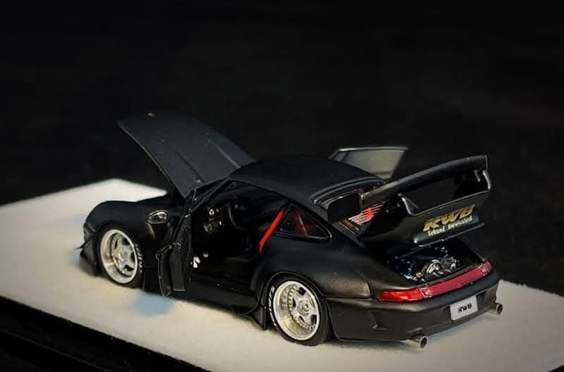 PGM Porsche RWB993 (Matte Black w/silver wheels)