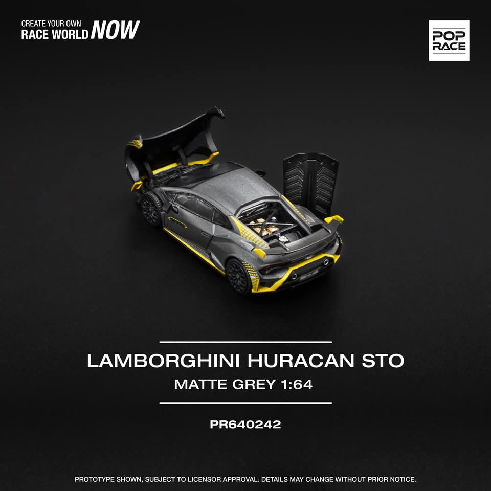 (PREORDER) Pop Race - Lamborghini Huracan STO (Matte Grey)